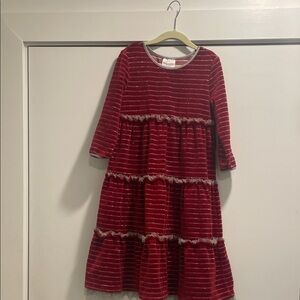 Hanna Andersson Red and Silver Striped Kids Dress size 130 8